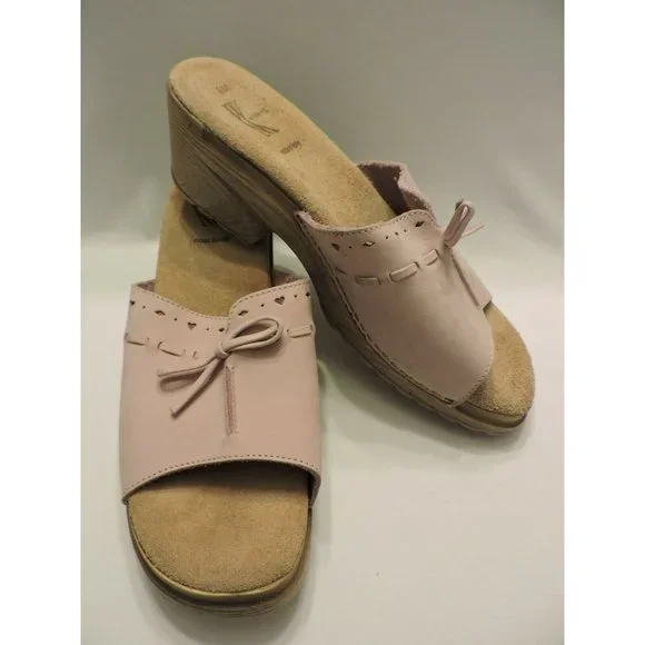 White Mountain Sandals Slip On Clogs Low Heel 9M Comfy Casual Italian Pink Shoes - Picture 1 of 5